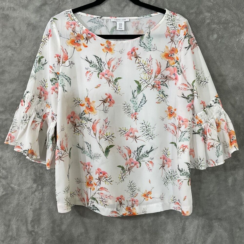 Tabitha Webb Floral Bell Sleeve Blouse Medium multicolors Boho